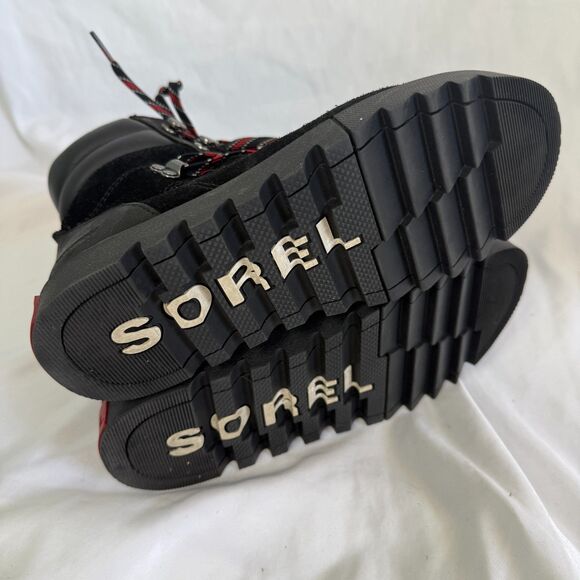 Sorel Joan of Arctic Next Lite Hiker Boots Black Red Waterproof Winter Size 6.5 - Picture 8 of 10